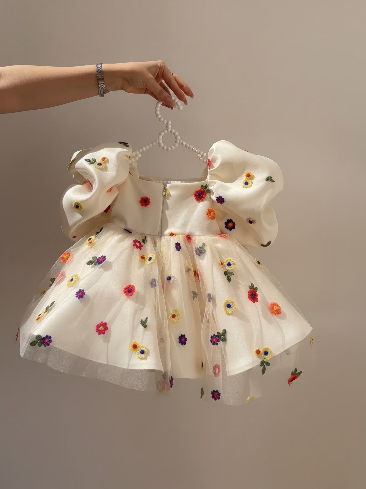 Satin Floral-embroidered Short Sleeve Midi Dresses - image 6