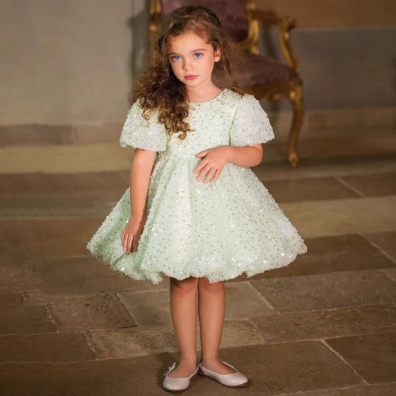 Glitter Sequins Short Sleeve Midi Dresses - image 4