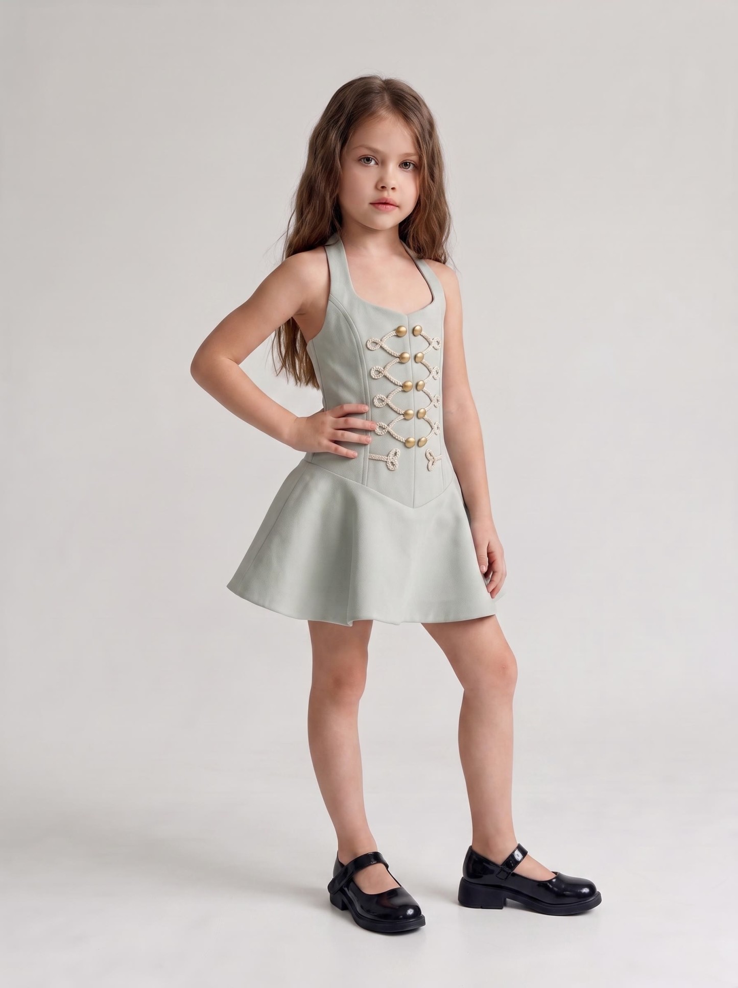 Chemical Fiber Blend Buckle Sleeveless Midi Dresses - image 5