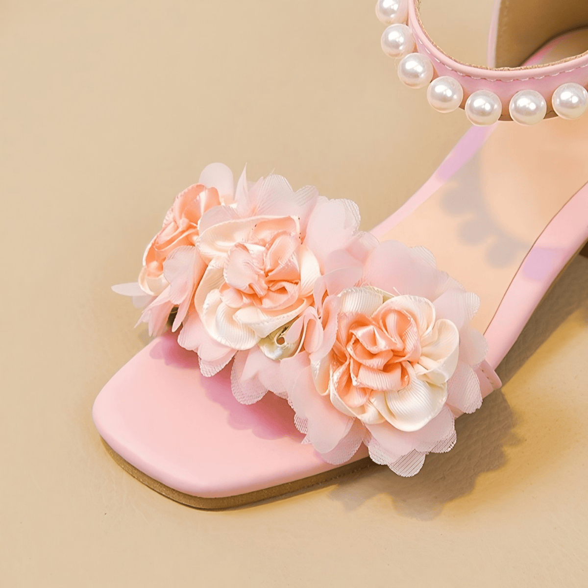 Solid Rosette Open Toe Sandals  - image 9