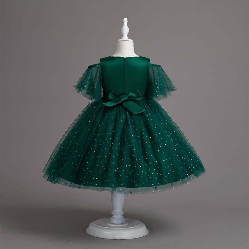 Mesh Lace Glitter Short Sleeve Mid-long Dresses - image 44