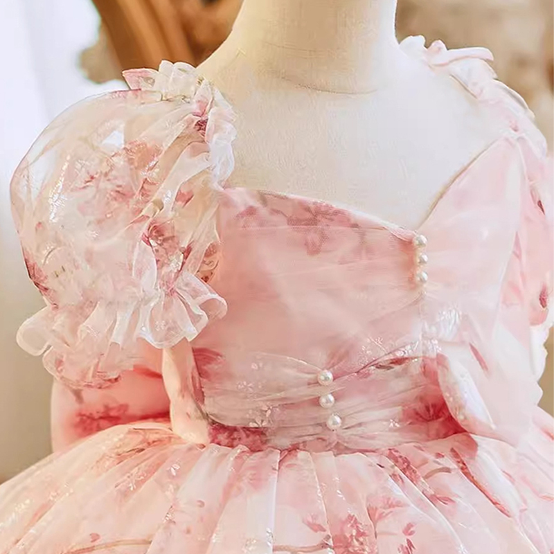 Mesh Bow Gathered Short Sleeve Short Dresses - image 4