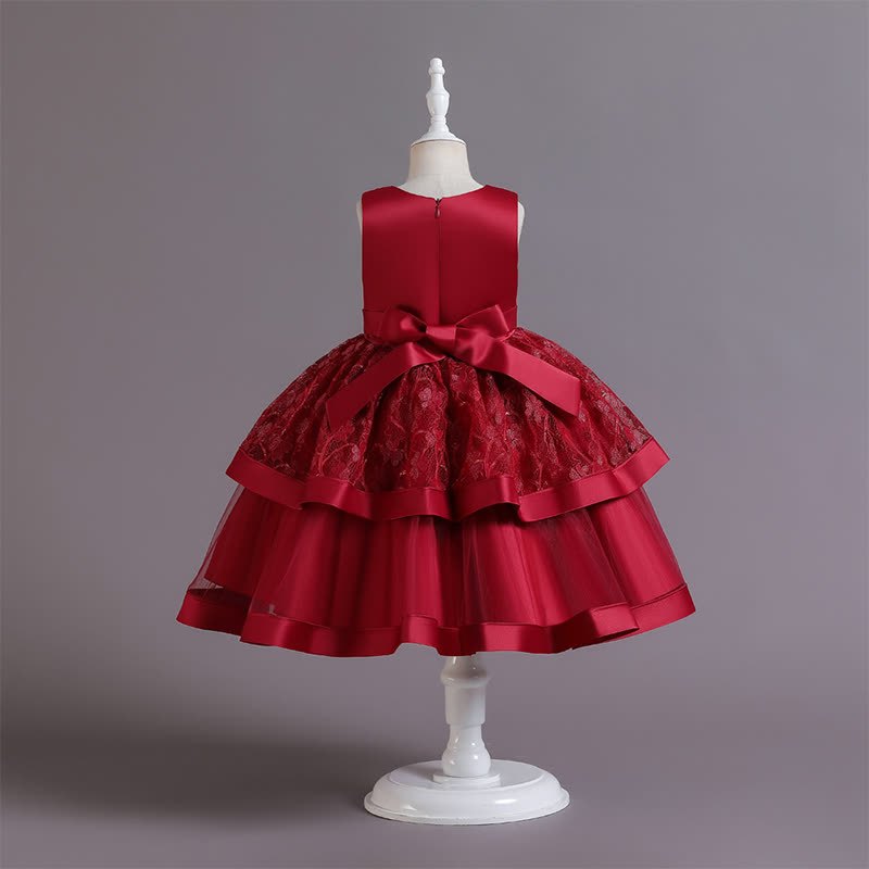 Satin Lace Bow Sleeveless Mid-long Dresses - image 19