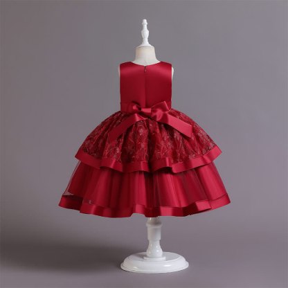 Satin Lace Bow Sleeveless Mid-long Dresses - image 19