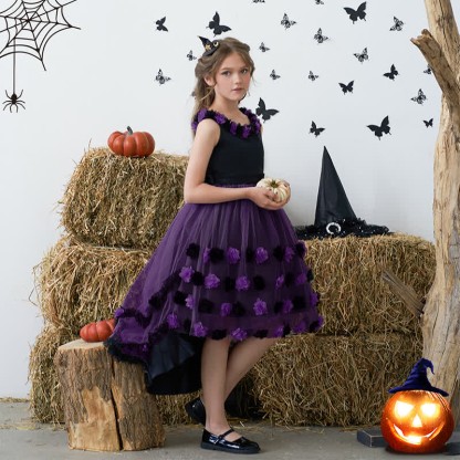 Satin & Mesh Rosette Sleeveless Mid-long Dresses - image 25