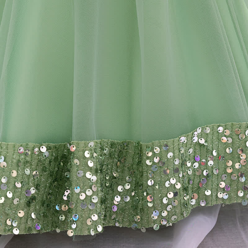 Sequins & Mesh Bow Sequins Short Sleeve Mid-long Dresses - image 48