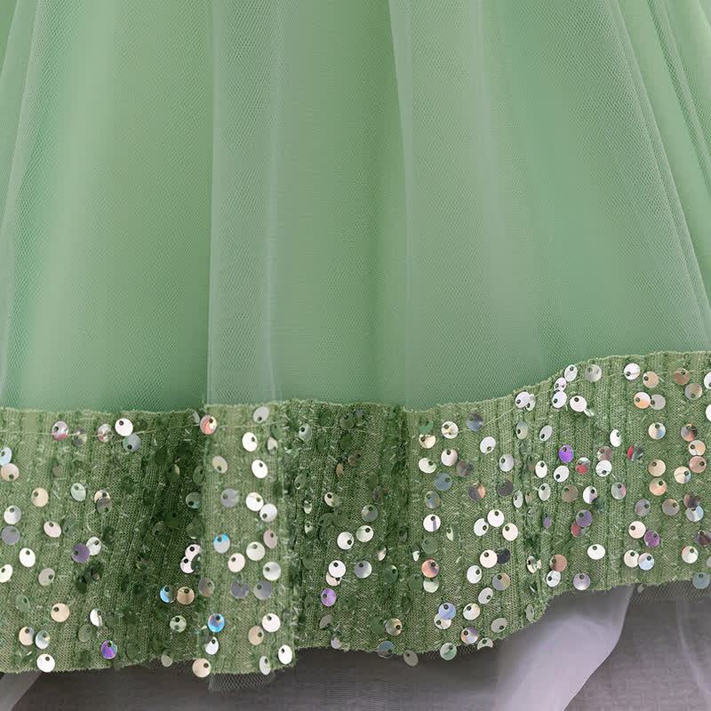 Sequins & Mesh Bow Sequins Short Sleeve Mid-long Dresses - image 48