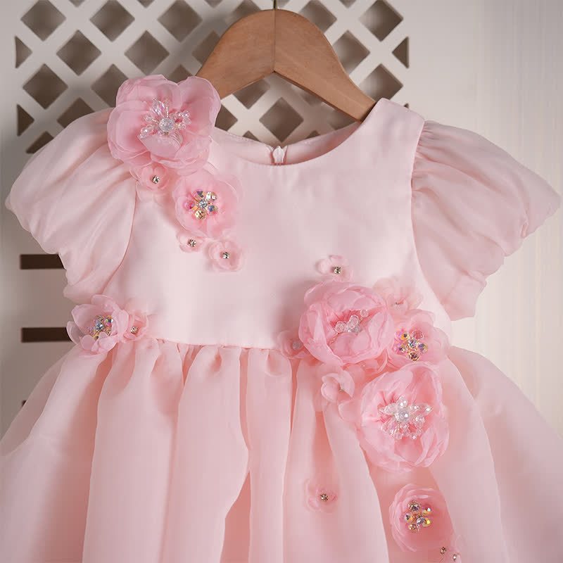 Organza Rosette Short Sleeve Mid-long Dresses - image 4