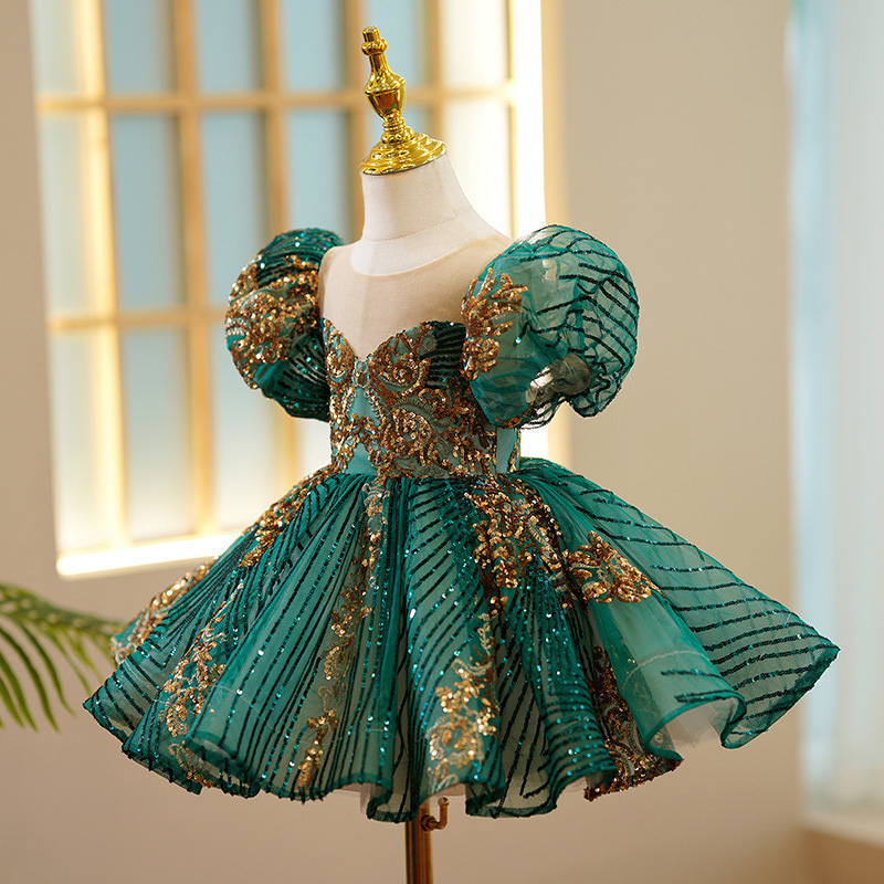 Glitter Sequins Short Sleeve Midi Dresses - image 3