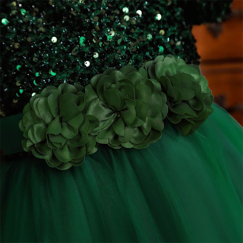 Sequins & Mesh Bow Sequins Short Sleeve Mid-long Dresses - image 55