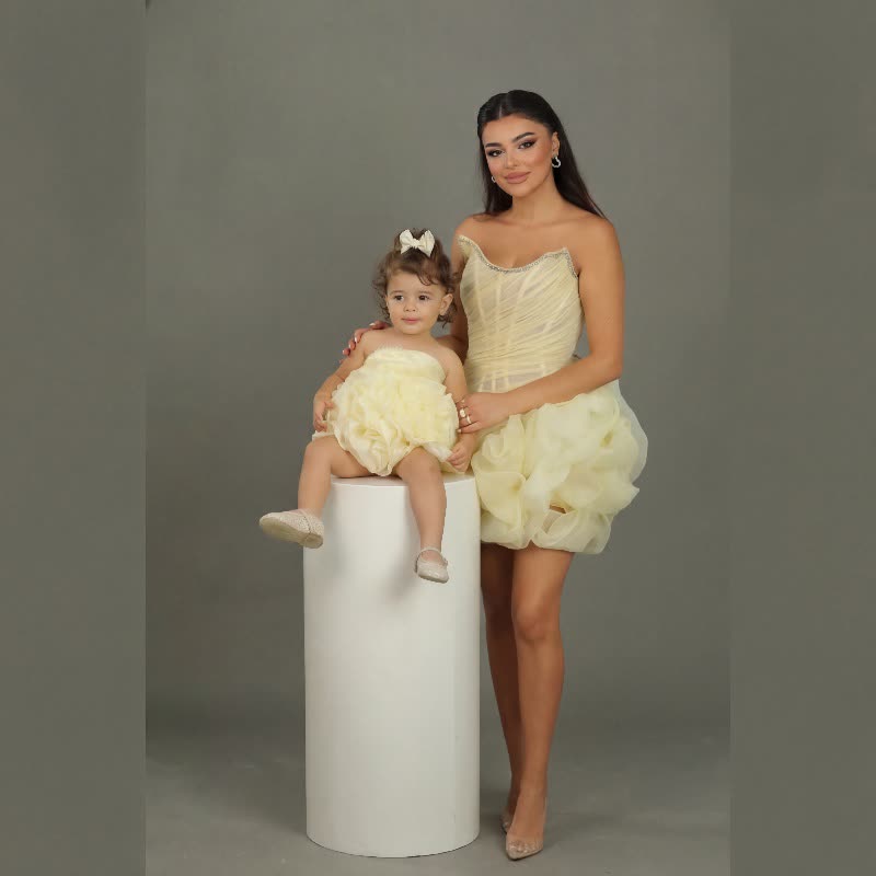 Women Organza Rosette Sleeveless Short Dresses - image 8