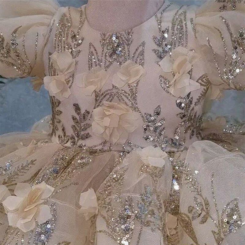 Mesh Bow Rosette Short Sleeve Mid-long Dresses - image 6