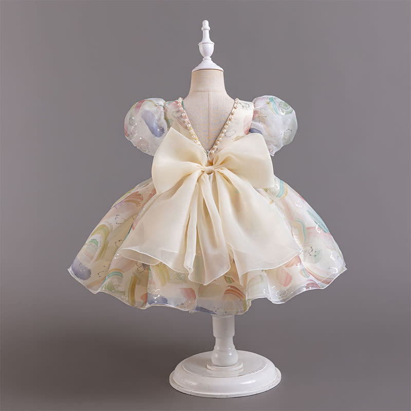 [Archive Sale] Organza Bow Pearl Short sleeve Midi Dresses - image 7
