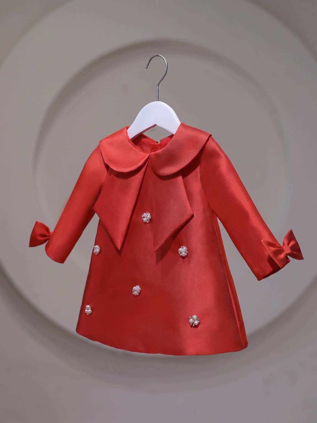 Satin Bow Long sleeve Midi Dresses - image 8