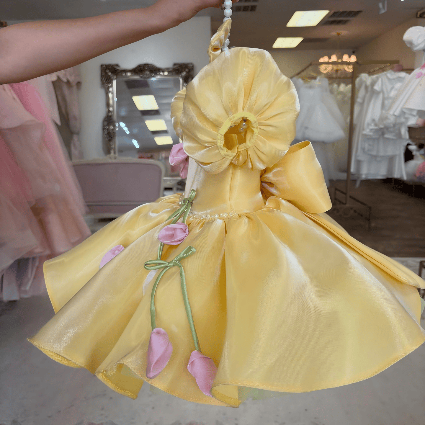 Organza Rosette Short Sleeve Midi Dresses - image 7
