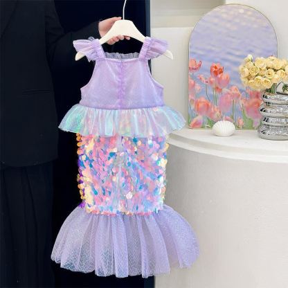 Glitter & Mesh Sequins Cap Sleeve Short Dresses - image 4