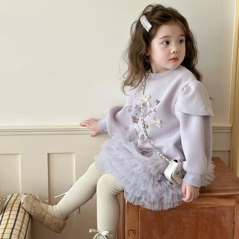 Fleece Split Joint Long Sleeves Midi Dresses - image 6