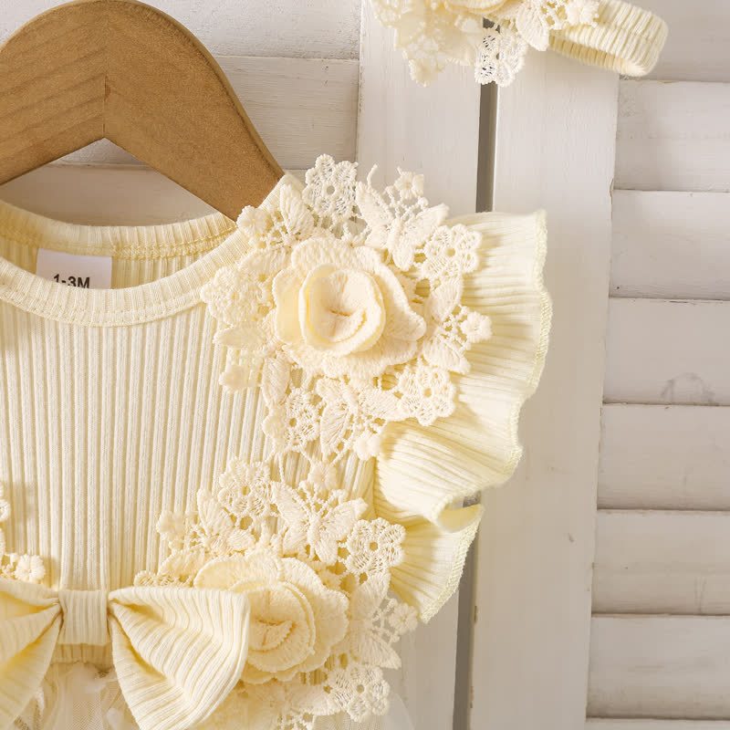 100% Cotton Split Joint Rosette Cap Sleeve Midi Bodysuit - image 8