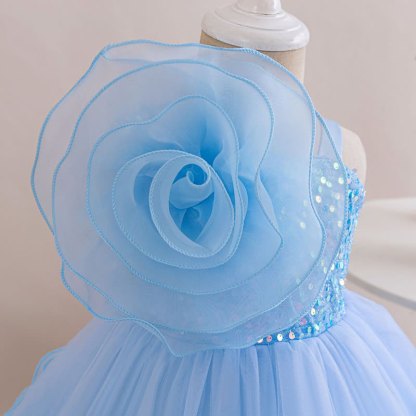 Mesh Rosette Sequins Sleeveless Mid-long Dresses - image 26