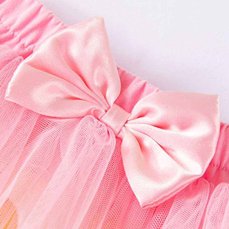 Easter Jersey&Mesh Bow Printing Cap Sleeve Midi Dresses - image 5