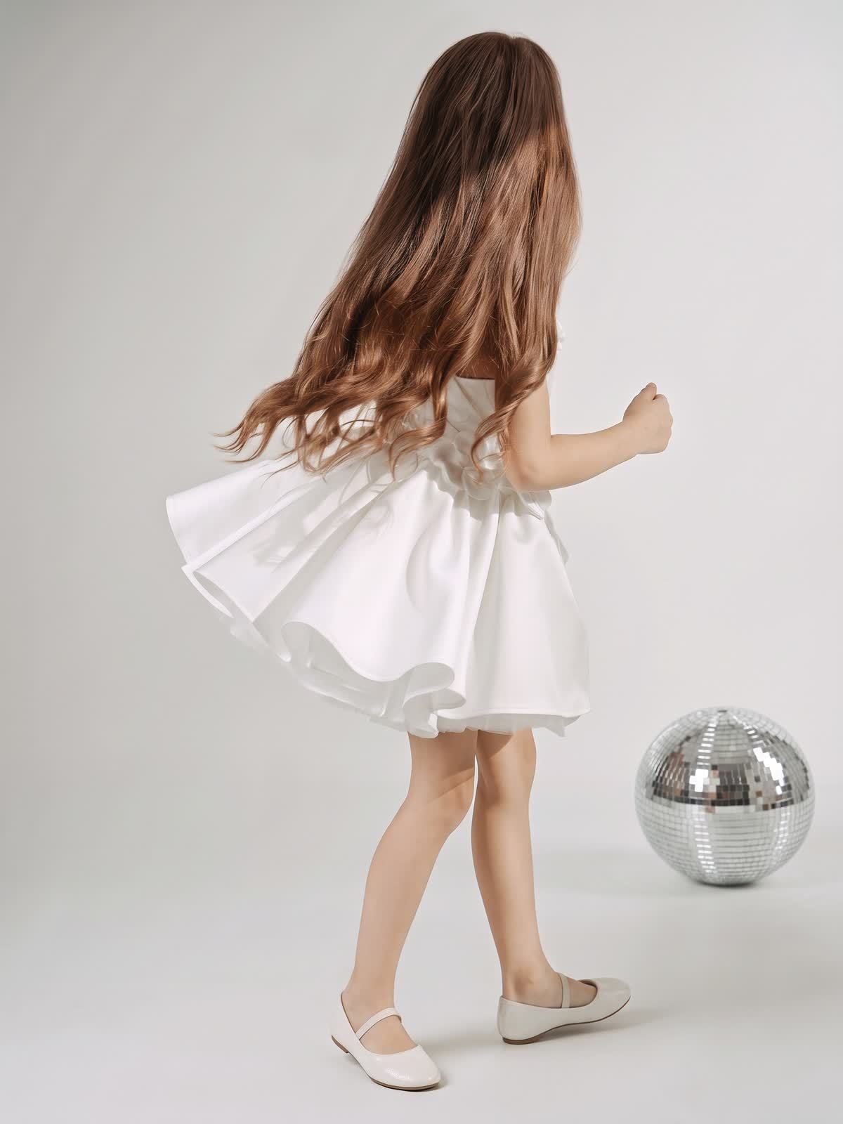 Satin Rosette Sleeveless Short Dresses - image 9