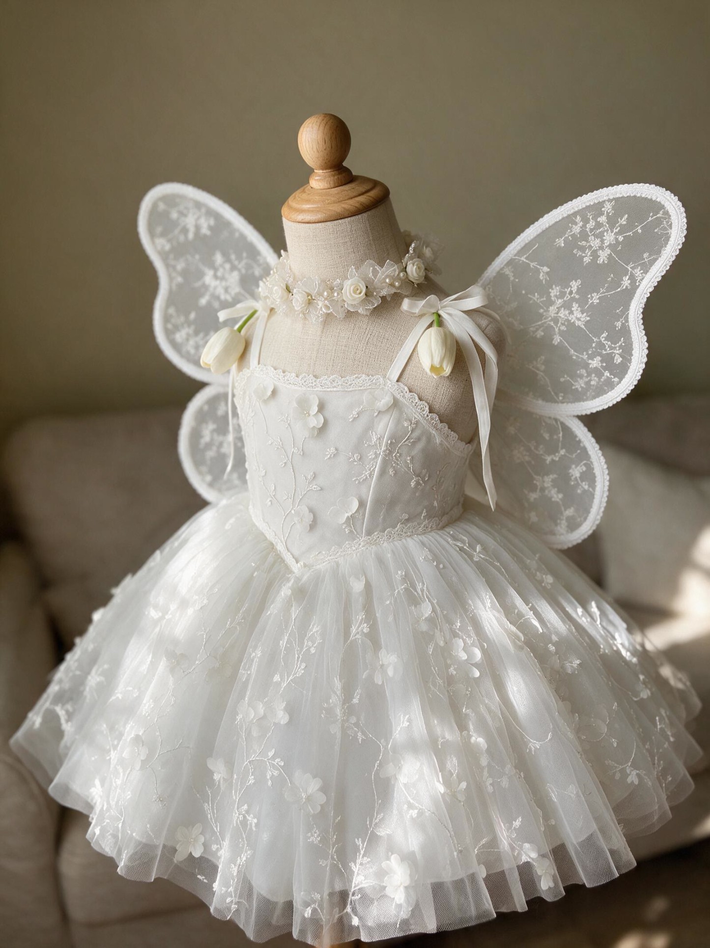 Mesh Rosette Sleeveless Short Dresses With Wing - image 4