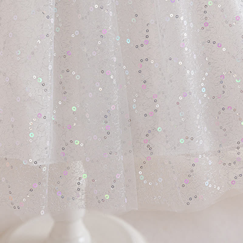 Mesh Lace Sequins Short Sleeve Maxi Dresses - image 7