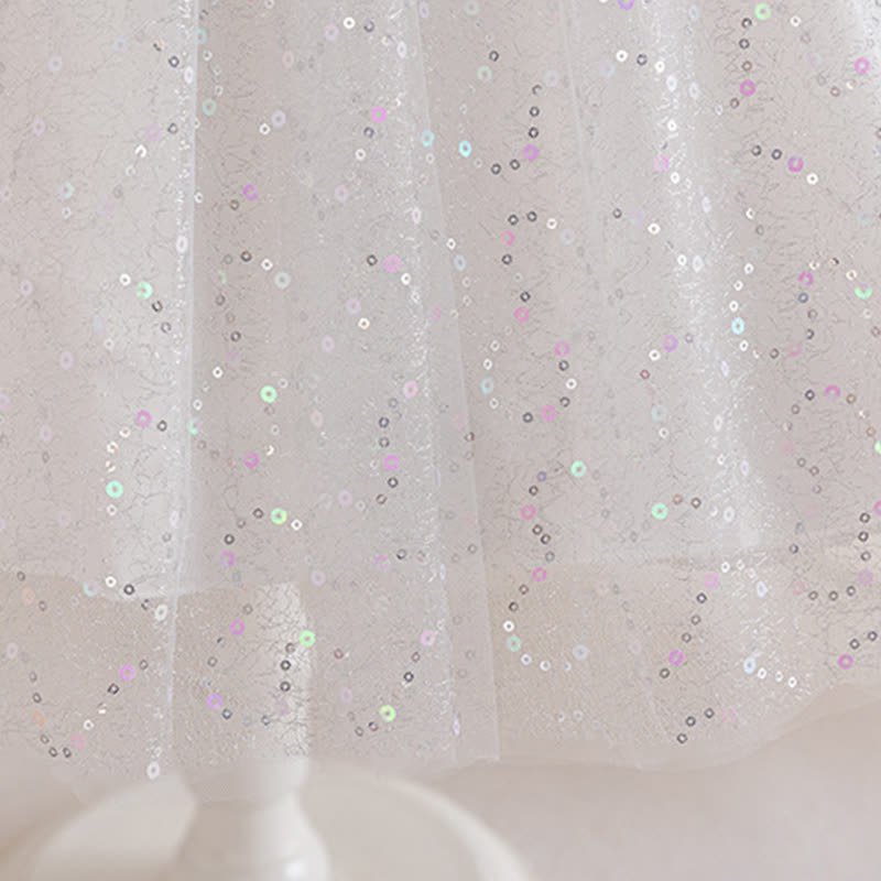 Mesh Lace Sequins Short Sleeve Maxi Dresses - image 7