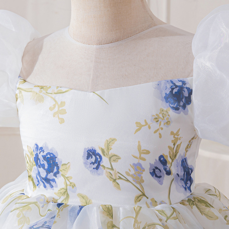 Organza Bow Split Joint Printing Short Sleeve Midi Dresses - image 11