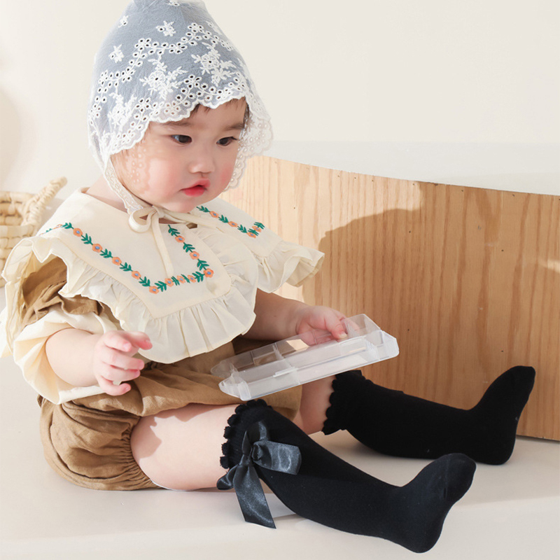 100% Cotton Solid With Bow Socks - image 20