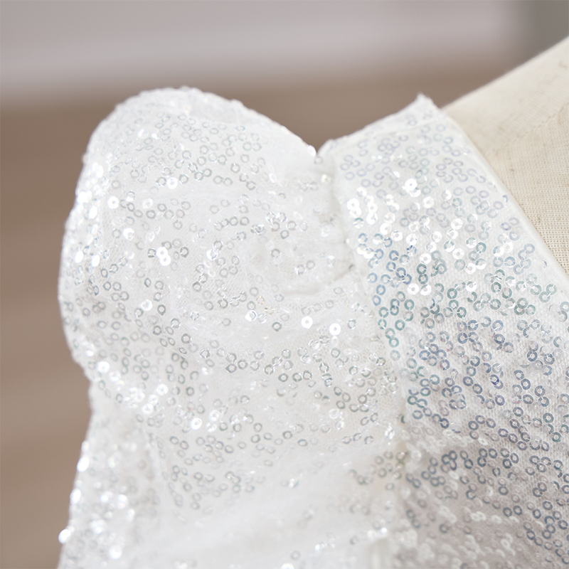 Satin Sequins Folds Long Sleeve Mid-long Dresses - image 8