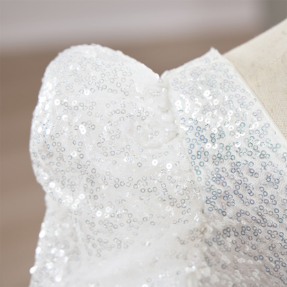 Satin Sequins Folds Long Sleeve Mid-long Dresses - image 8