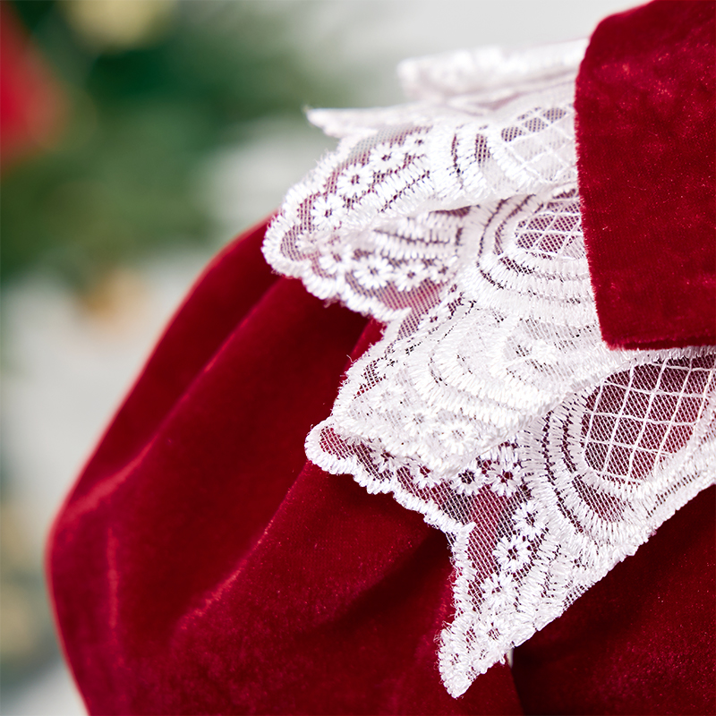 Velvet Bow Folds Short Sleeve Mid-long Dresses - image 6