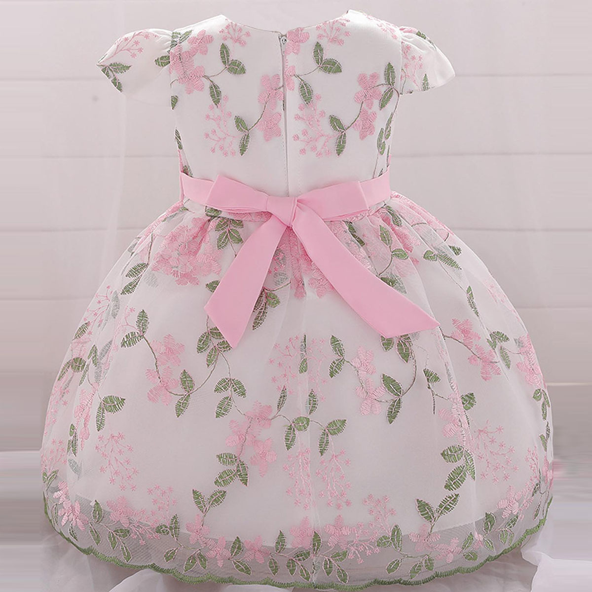 Mesh Bow Rosette Cap Sleeve Midi Dresses - image 10