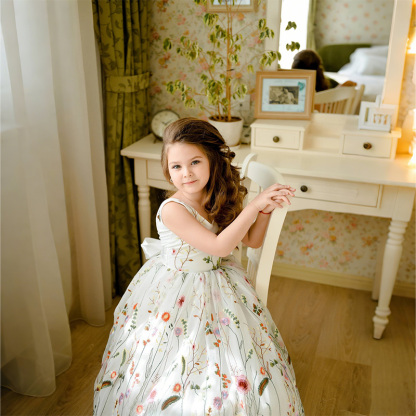 Mesh Floral-embroidered Sleeveless Long Dresses - image 10