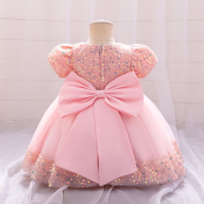 Sequins & Mesh Bow Sequins Short Sleeve Mid-long Dresses - image 10