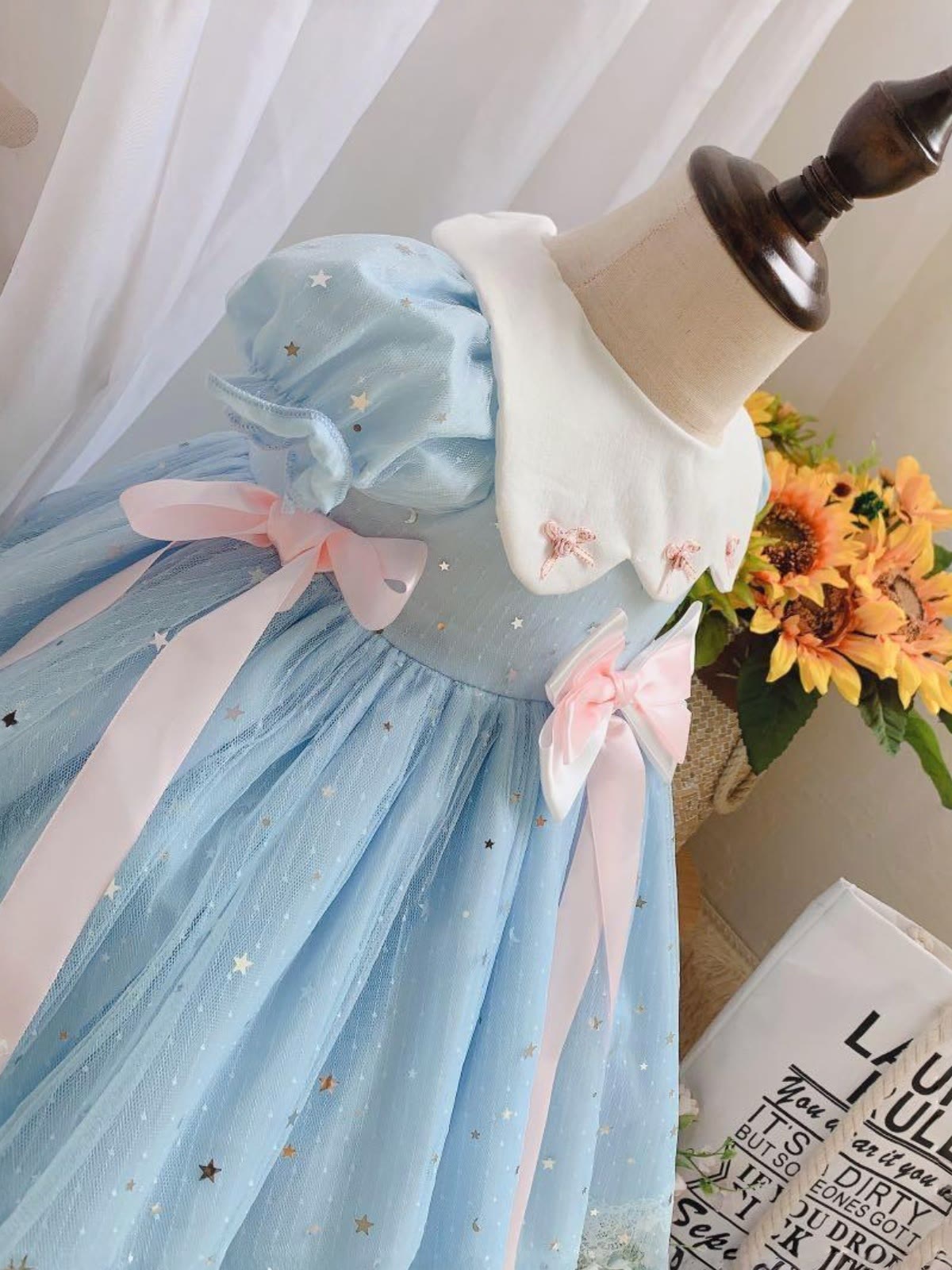 Mesh Bow Short Sleeve Midi Dresses - image 7
