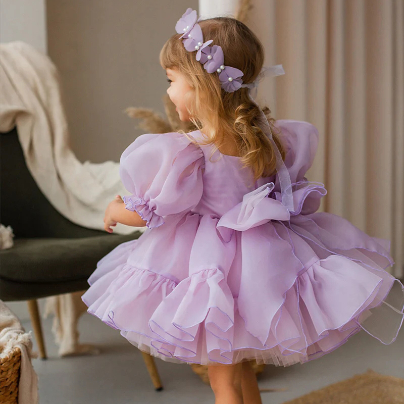 Organza Bow Flouncing Short Sleeve Midi Dresses - image 7