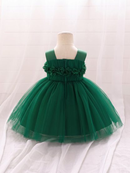 Elegant Mesh Rosette Birthday Dress Matching Set – 3PCS Baby Girl Outfit with Headband & Shoes - image 24