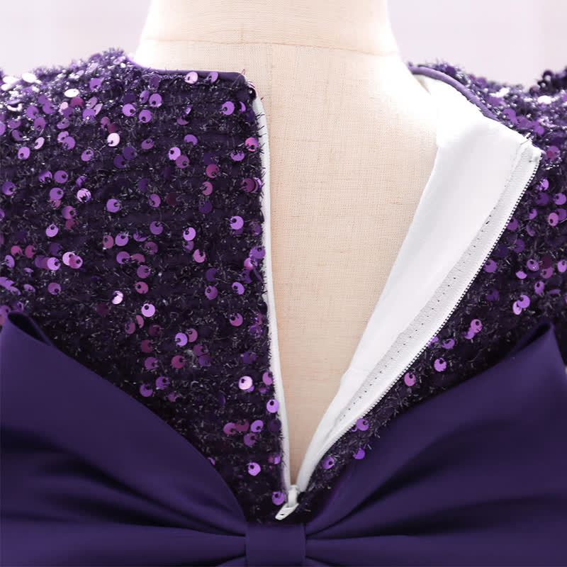 Sequins & Mesh Bow Sequins Short Sleeve Mid-long Dresses - image 70