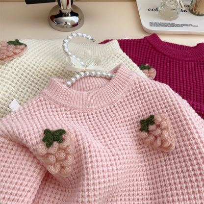 Yarn/wool Yarn Rosette Long Sleeve Regular Tops - image 18