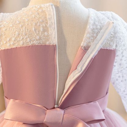 Embroidery Mesh Piping Long Sleeve Midi Dresses - image 17