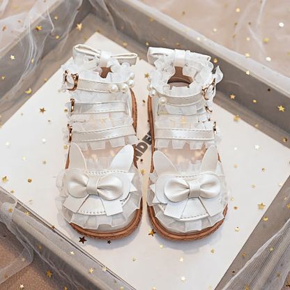 Solid Bow Pearl Open Toe Sandals - image 11