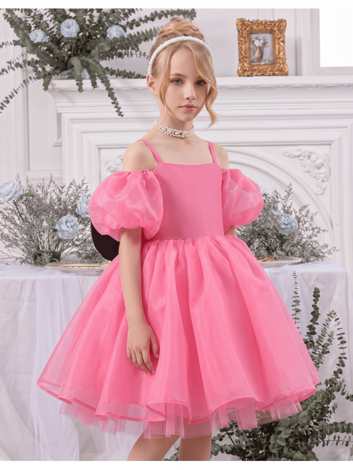 Organza Bow Short Sleeve Short Dresses - image 18