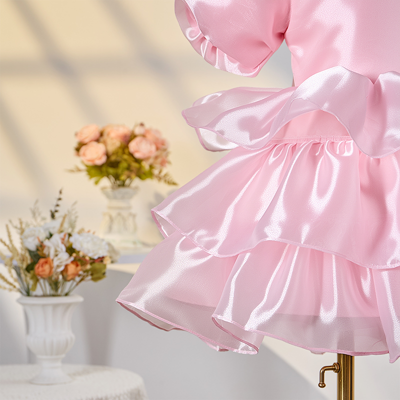 Satin Folds Bow Short Sleeve Midi Dresses - image 7