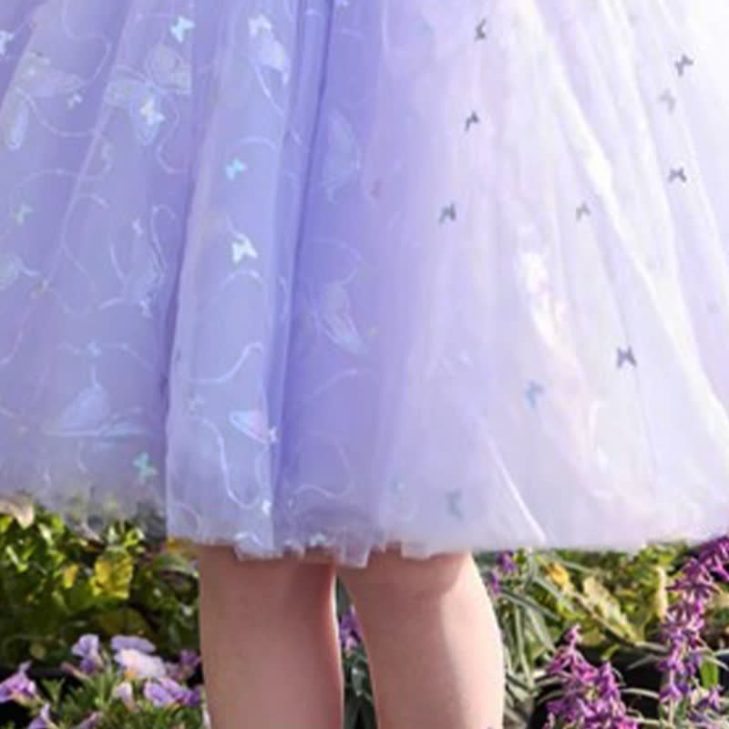 Chemical Fiber Blend Rosette Sequins Short Sleeve Mid-long Dresses - image 8