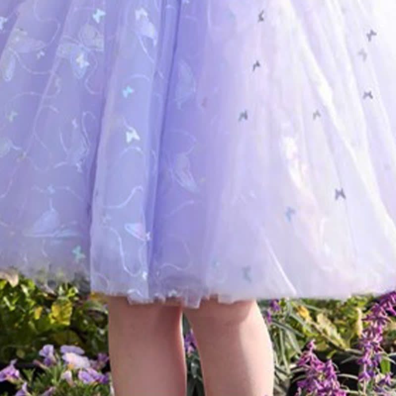Chemical Fiber Blend Rosette Sequins Short Sleeve Mid-long Dresses - image 8