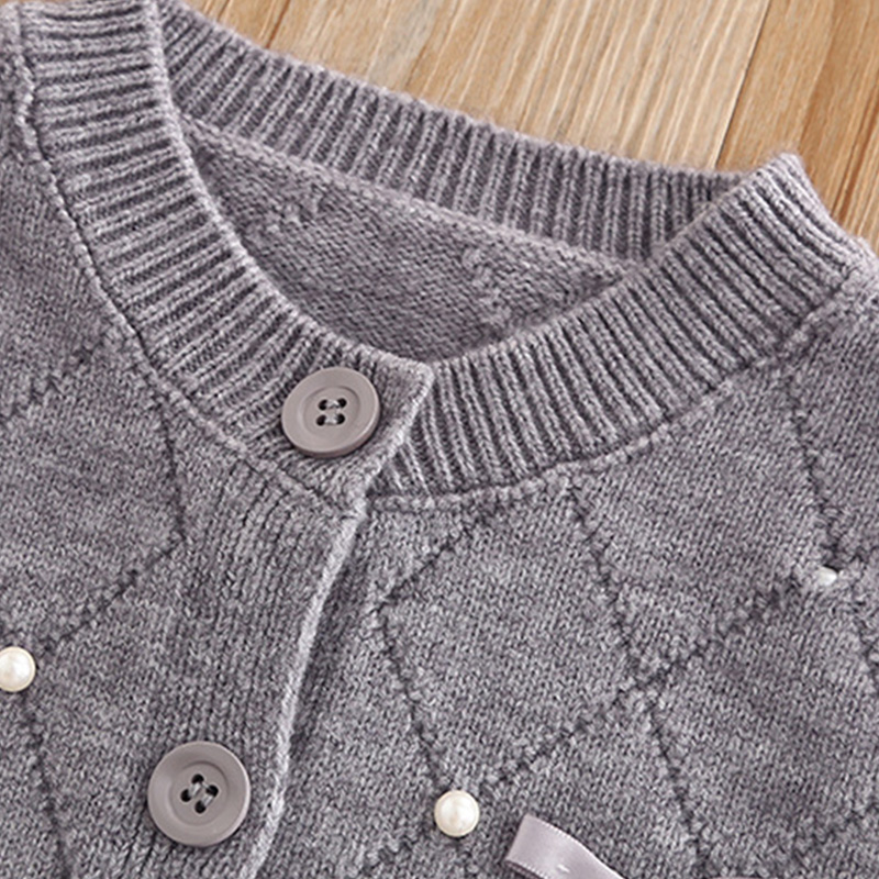 [Archive Sale] Yarn/wool Yarn Bow Imitation Pearls Long Sleeve Regular Two-piece Set - image 5