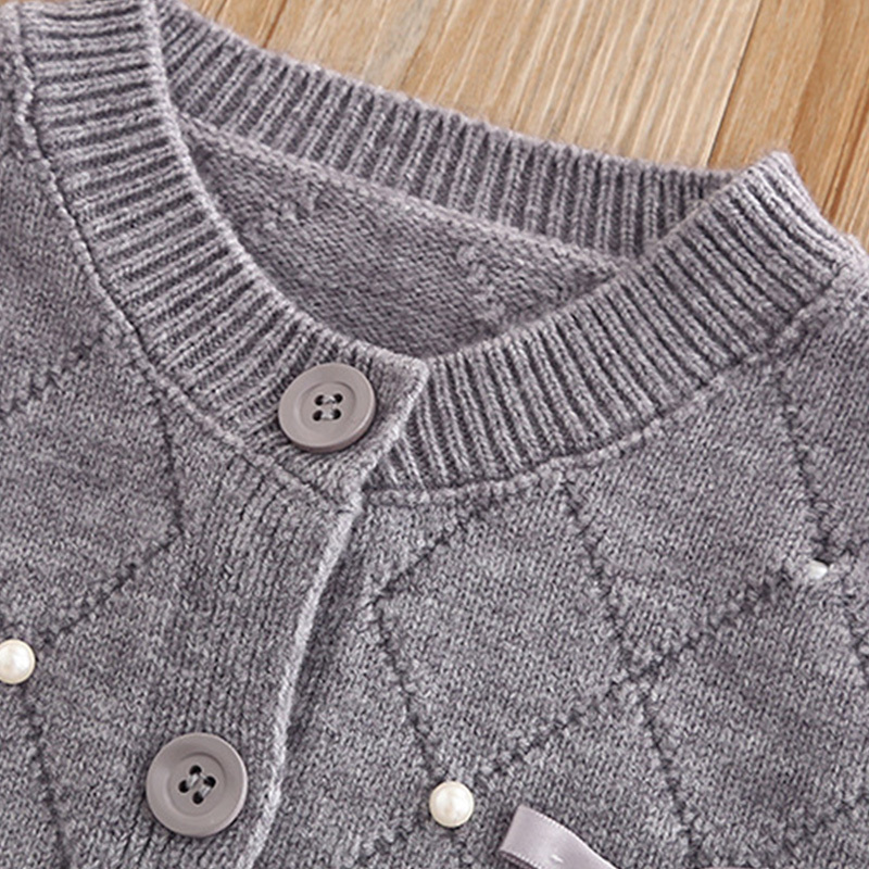 [Archive Sale] Yarn/wool Yarn Bow Imitation Pearls Long Sleeve Regular Two-piece Set - image 5