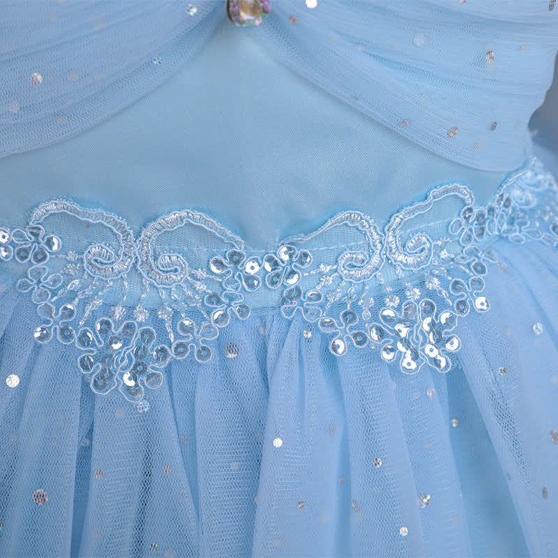 Mesh Lace Glitter Short Sleeve Mid-long Dresses - image 21